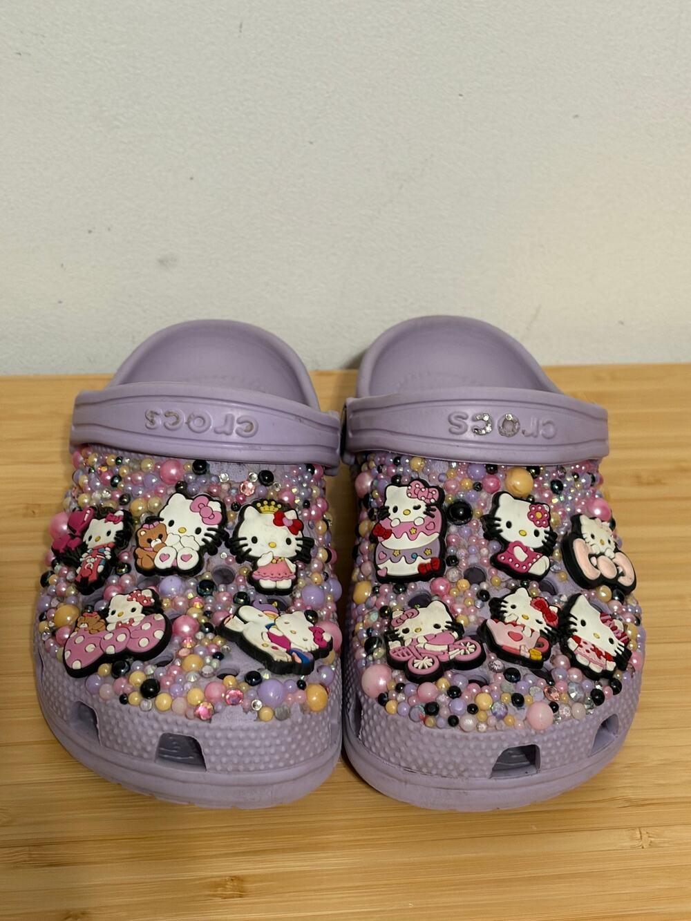 Crocs Classic Clog Kids C13 Lavender Custom Hello Kitty Beaded Jibbitz